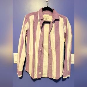 White purple striped American Eagle button up